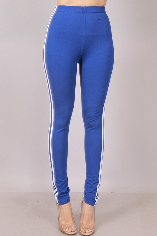 High Waist Solid Pants With Piping Design