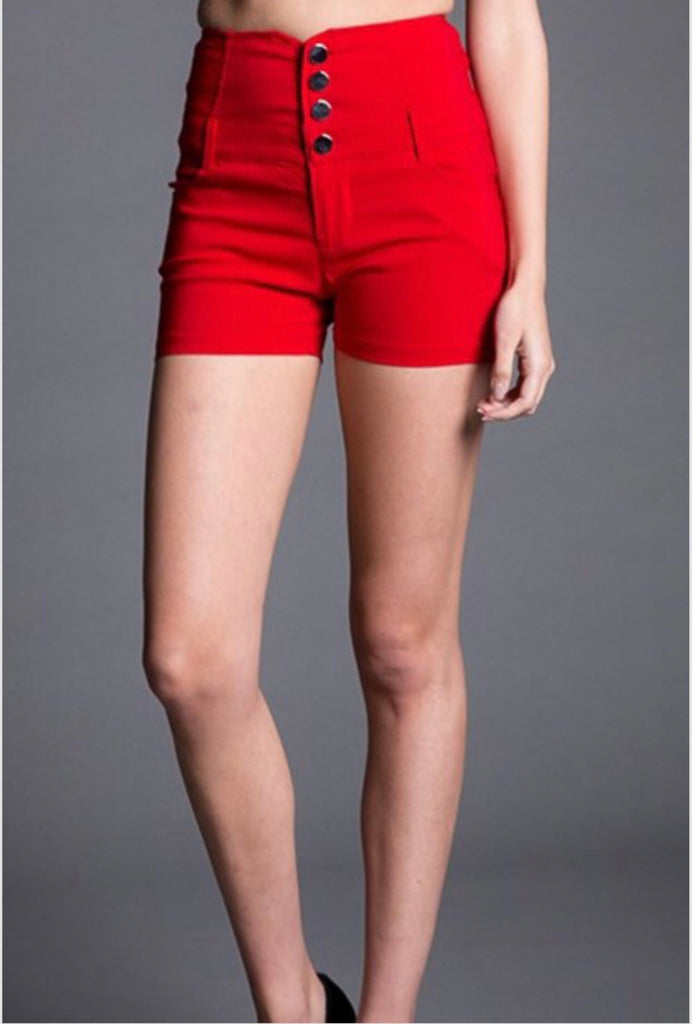 High Waist Red Shorts