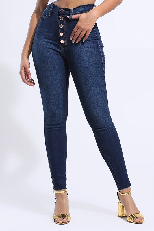 Perfect Fit High Waist Button Jeans