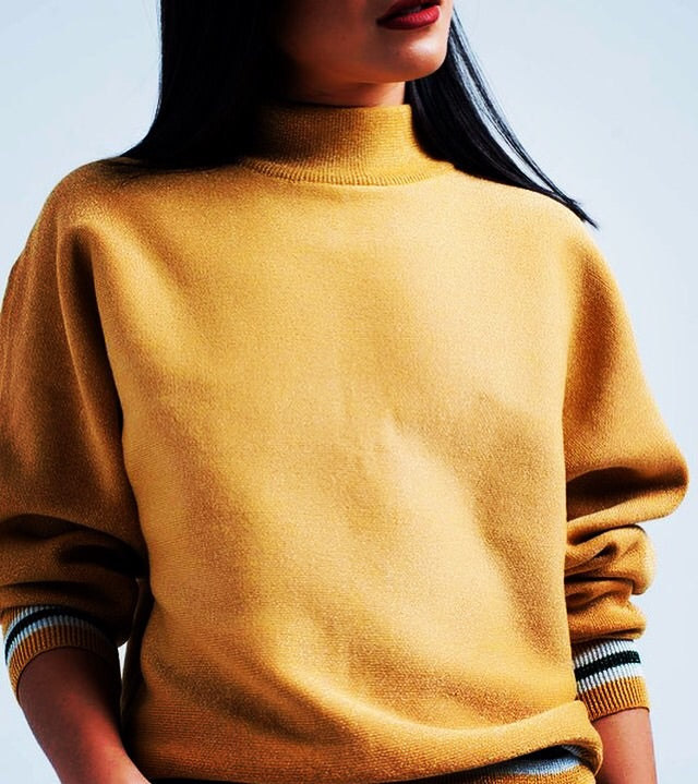 Mock Neck Mustard Sweater
