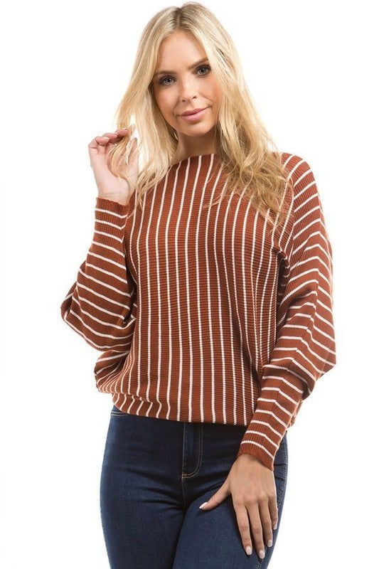 Clay Sweater with White Stripes