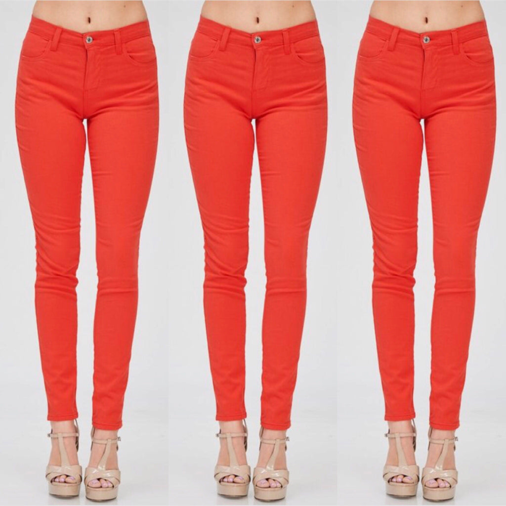 Mid Rise Red Jeans