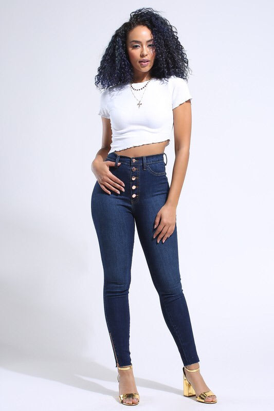 Perfect Fit High Waist Button Jeans