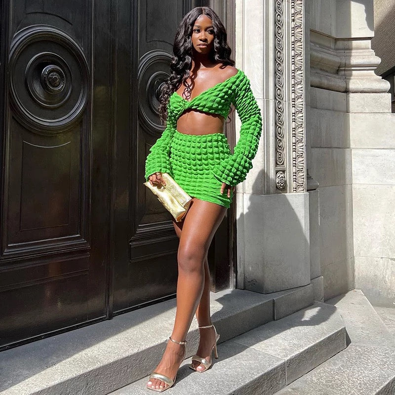 Sexy Green Skirt Set