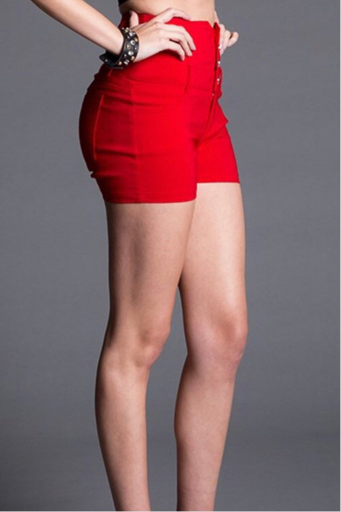 High Waist Red Shorts