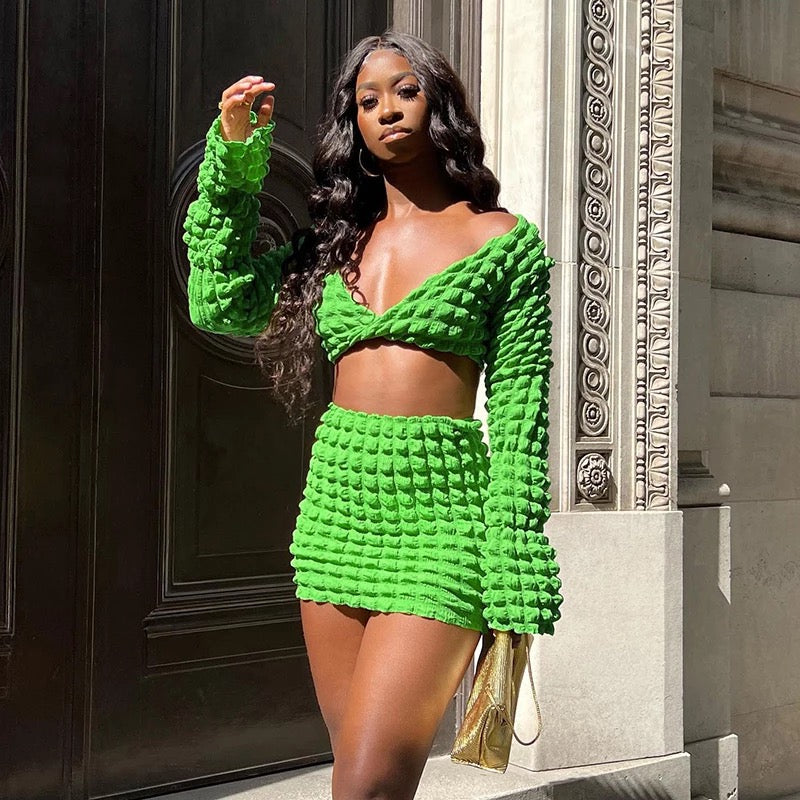 Sexy Green Skirt Set